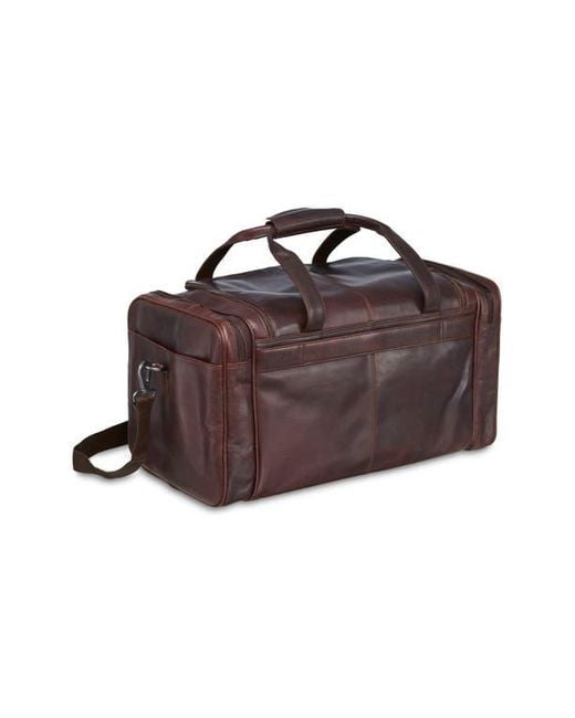 Mancini Brown Carry-On Leather Duffle Bag for men