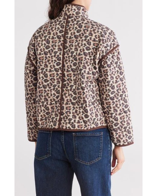 Vigoss Brown Leopard Box Quilted Jacket