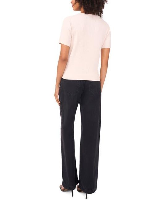 Halogen® White Short Sleeve Rib Sweater Top