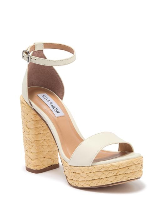 Steve Madden Candie Heeled Platform Sandal In Bone Leather At