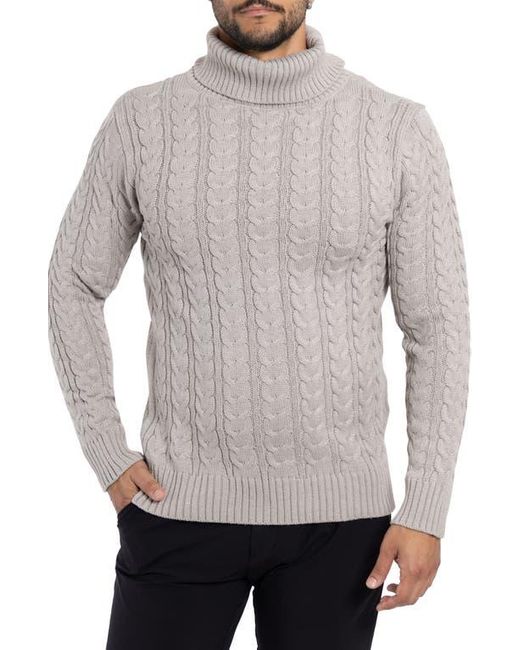 Xray Jeans Gray Cable Knit Turtleneck Sweater for men