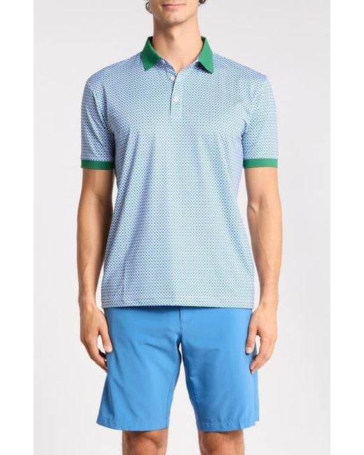Swannies Blue Pine Print Performance Polo for men