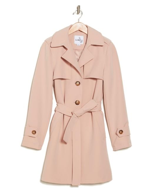 Sam Edelman Pink Contrast Button Trench Coat