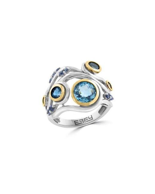 Effy Metallic Bezel Set Topaz Cluster Ring