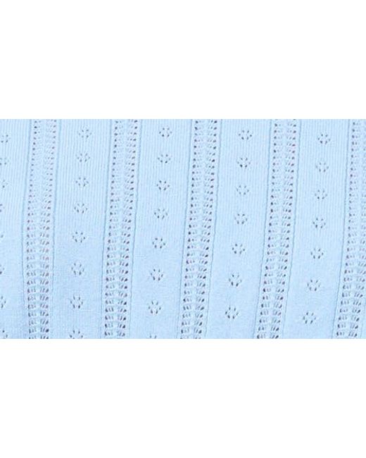 Cece Blue Pointelle Knit Sweater