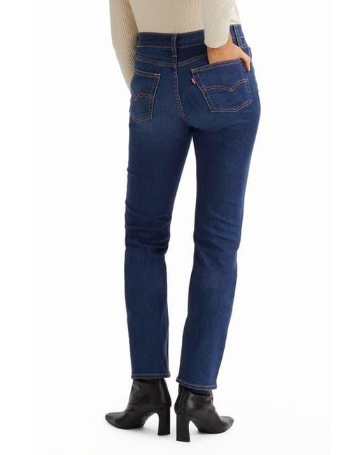 Levi's Blue 724 High Waist Straight Leg Jeans