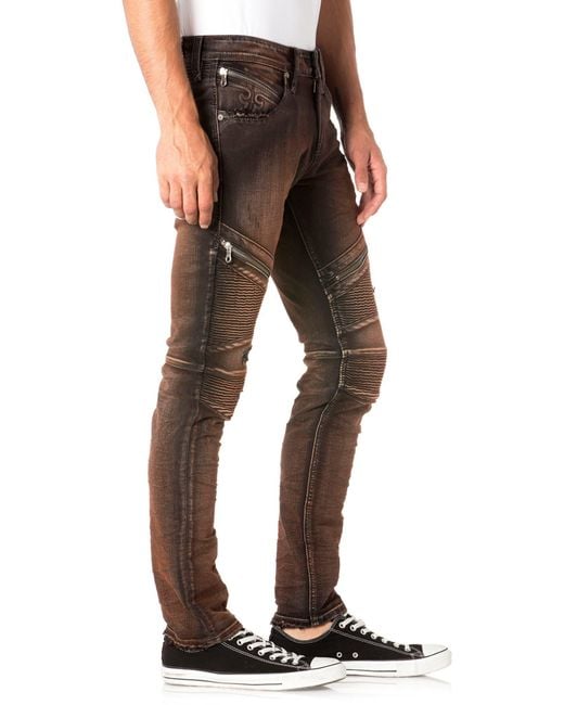 Rock Revival Black Destruction Moto Skinny Jeans for men