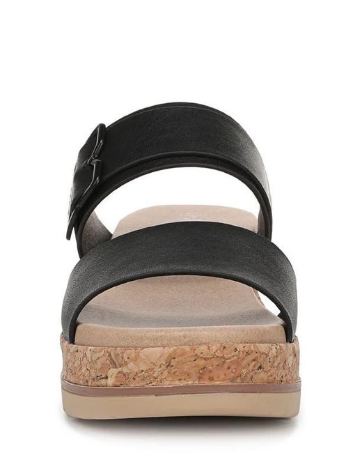 Dr. Scholls Black Once More Platform Wedge Slide Sandal