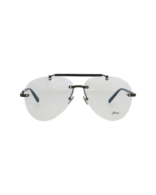 Brioni Black 61mm Novelty Aviator Optical Glasses for men