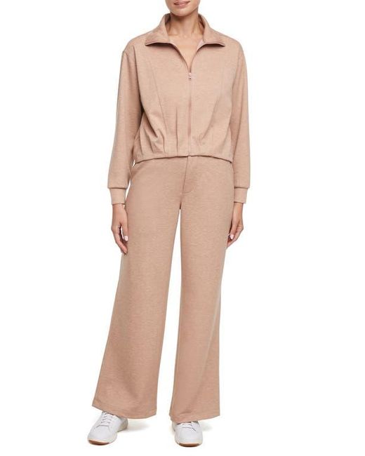 Three Dots Natural Bubble Hem Full Zip Jacket