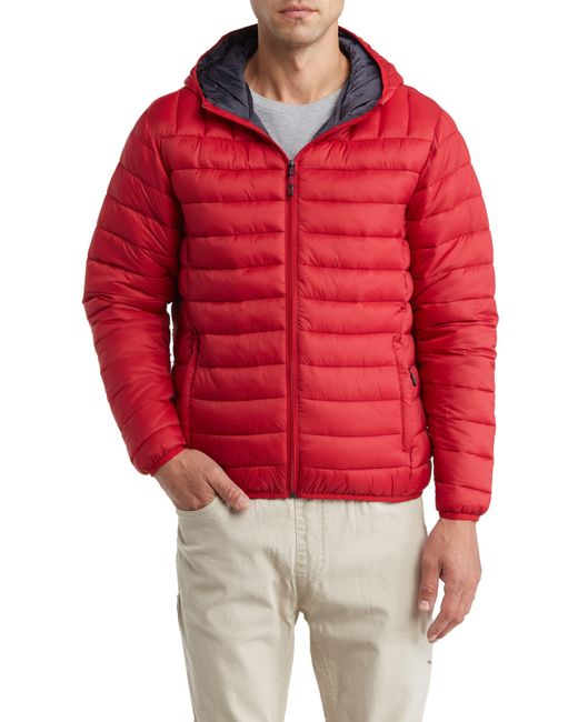 Hawke & Co. Red Hooded Packable Quilted Jacket for men
