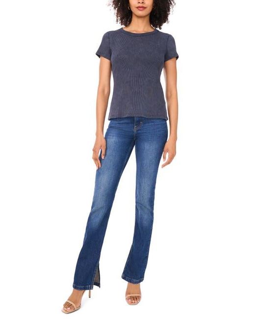 Halogen® Blue Ribbed Washed T-Shirt