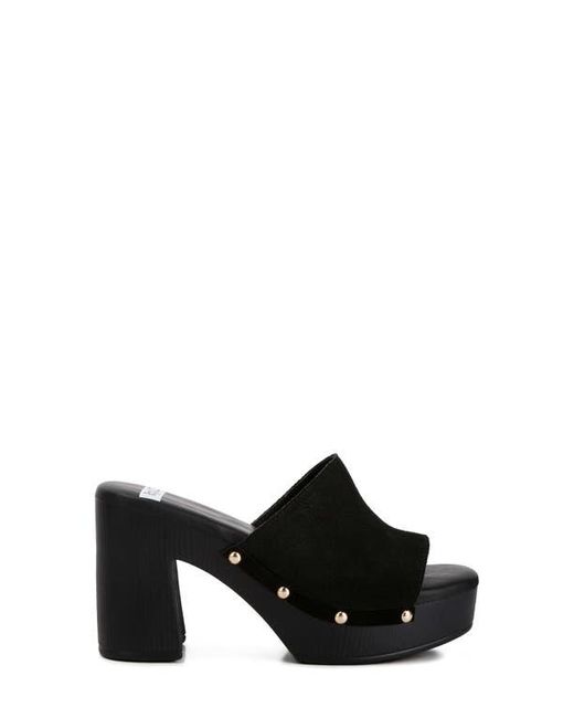Rag & Co Black Cartera Suede Stud Mule