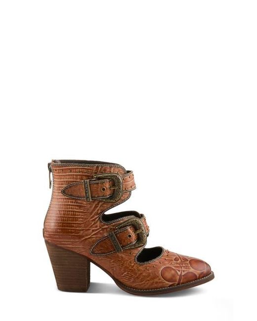 Spring Step Brown Notched Nature Buckled Bootie