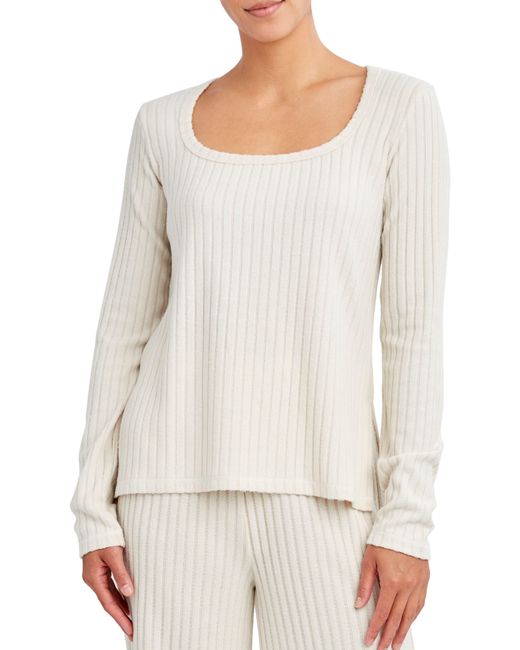 SAGE Collective White Long Sleeve Ribbed High-low Top