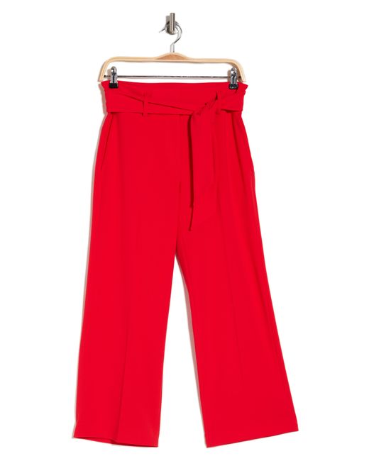 DKNY Red Tie Waist Ankle Crop Pants