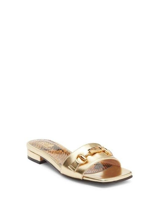 Roberto Cavalli Metallic Flat Slide Sandal