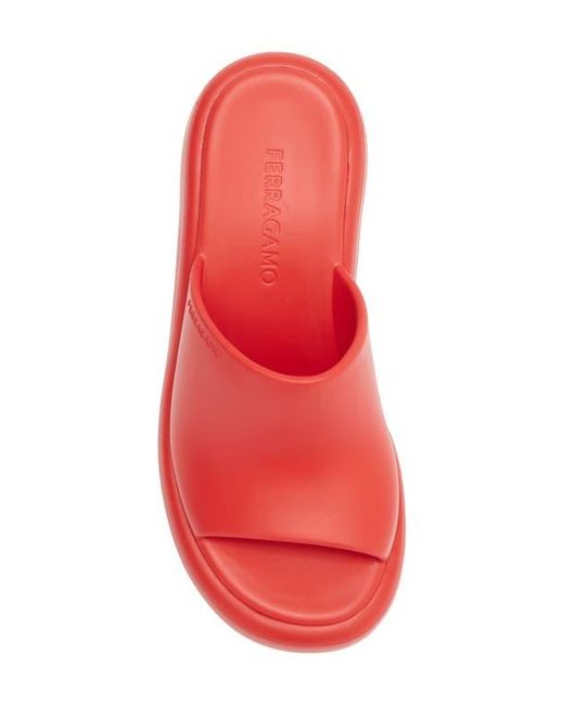Ferragamo Red Deva Platform Slide Sandal