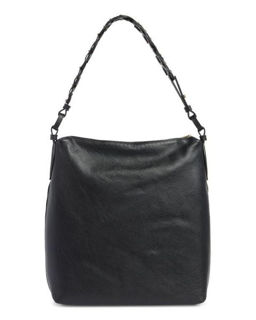 Sam Edelman Black Bay Chain Link Pebbled Leather Hobo Bag
