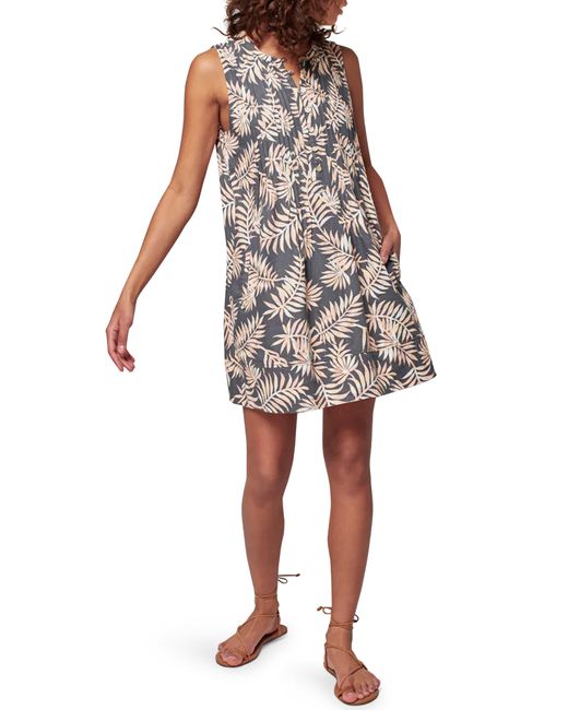 Faherty Brand White Isha Pintuck Linen Blend Dress In Tropical Palm At Nordstrom Rack