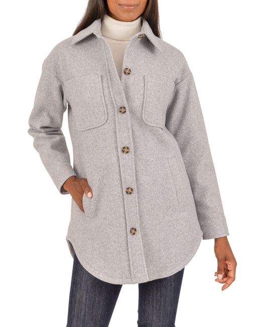 Kensie Spread Collar Shacket In Light Grey At Nordstrom Rack in Gray Lyst