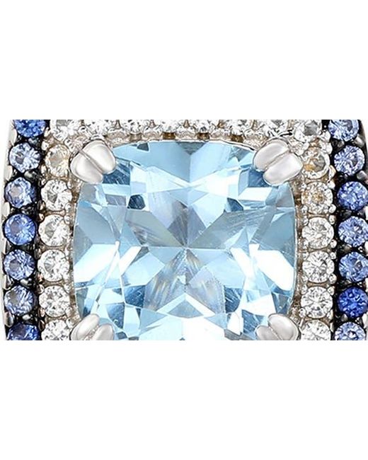Suzy Levian Blue Semiprecious Stone & White Topaz Cushion Pendant Necklace