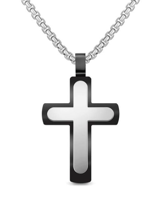 EDFORCE Black Two Layer Cross Necklace for men