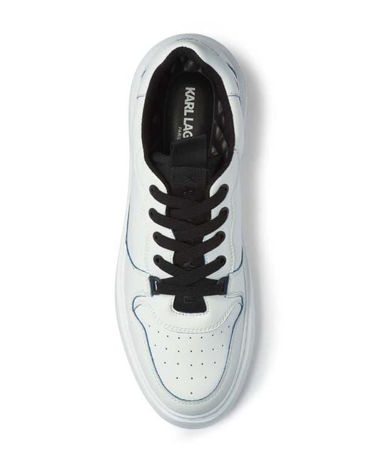 Karl Lagerfeld White Recycled Leather Lace-Up Sneakers for men
