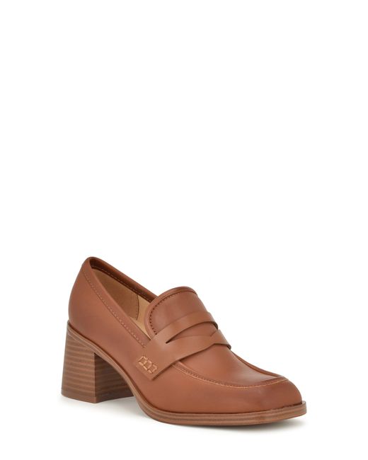 Nine West Brown Anessia Block Heel Penny Loafer