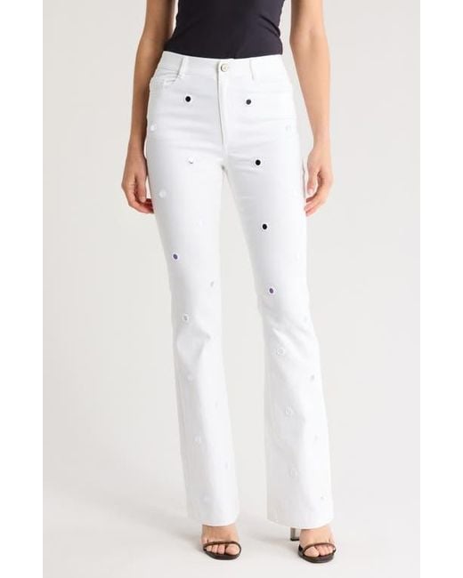 Cinq À Sept White Shilene Mirror Sequin Flare Pants