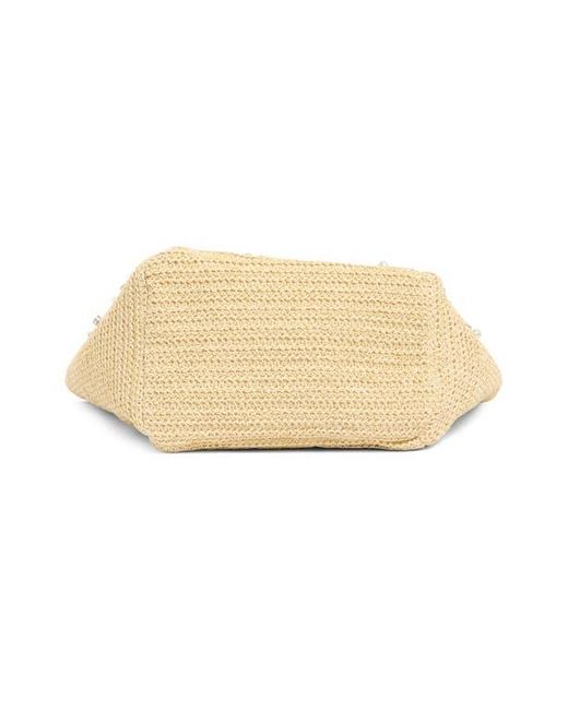 Steve Madden Natural Gemi Embellished Woven Tote Bag
