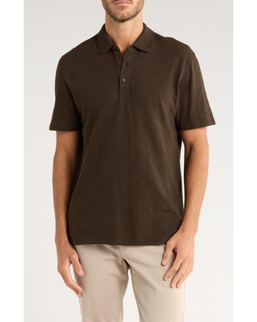 Vince Men's Black Short Sleeve Slub Polo