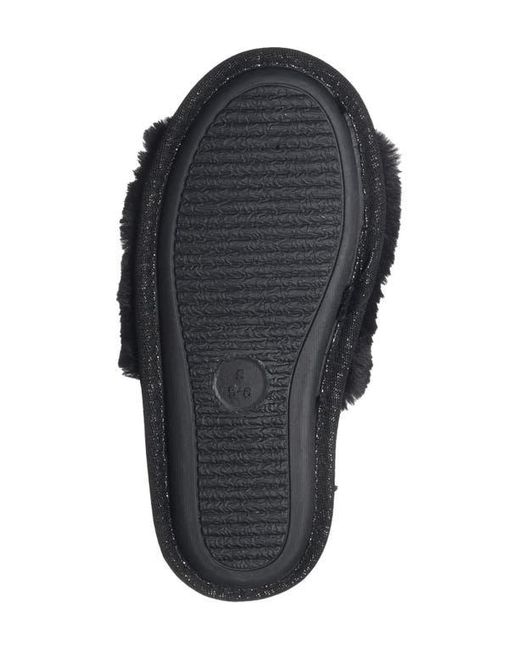 BCBGMAXAZRIA Black Plush Horsebit Faux Fur Slipper
