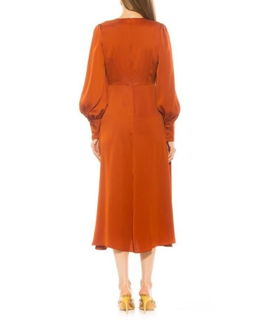 Alexia Admor Orange Sophie Long Sleeve Fit & Flare Maxi Dress