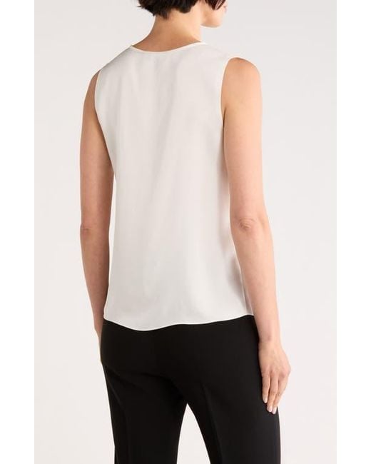 Theory White Split Neck Silk Shell