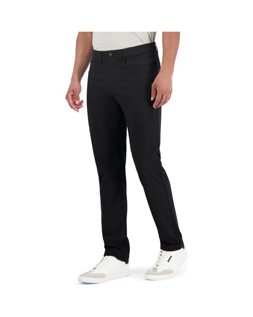 Ben Sherman Black Solid 4-Way-Stretch Tech Golf Pants for men