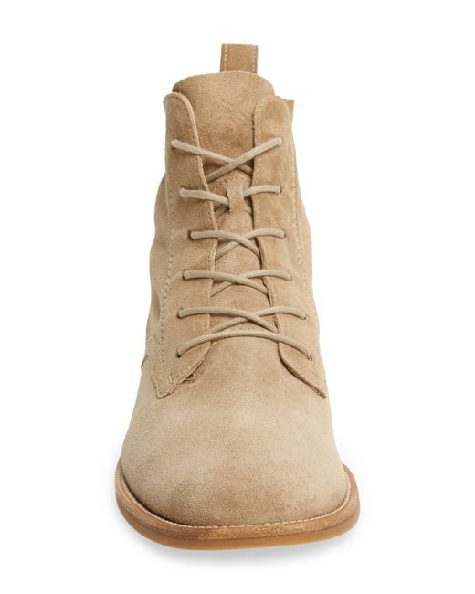 Paul Green Natural Harrison Lace-up Bootie In Grain Soft Suede At Nordstrom Rack