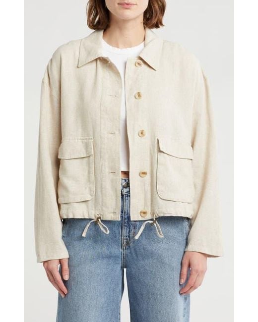 Caslon Natural Linen Blend Utility Shirt Jacket