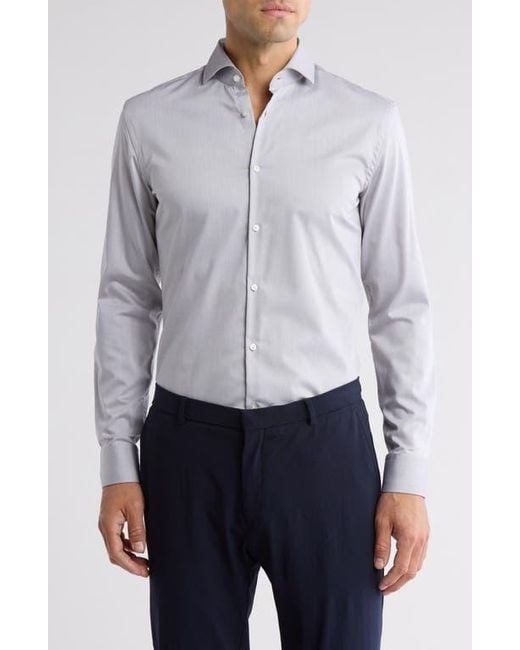 HUGO Blue Kason Slim Fit Easy Iron Cotton Dress Shirt for men