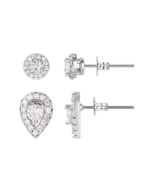 Adornia White Set Of 2 Assorted Cubic Zirconia Stud Earrings