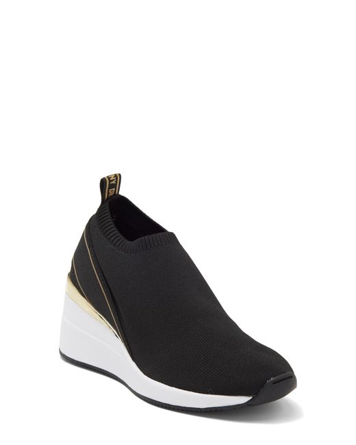 DKNY Portia Wedge Sneaker In Black/gold At Nordstrom Rack | Lyst