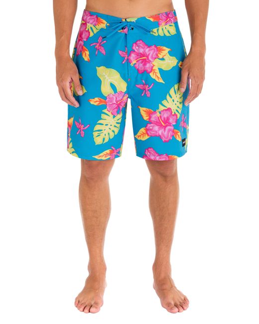 Hurley Blue Tropical Print Swim Trunks for men