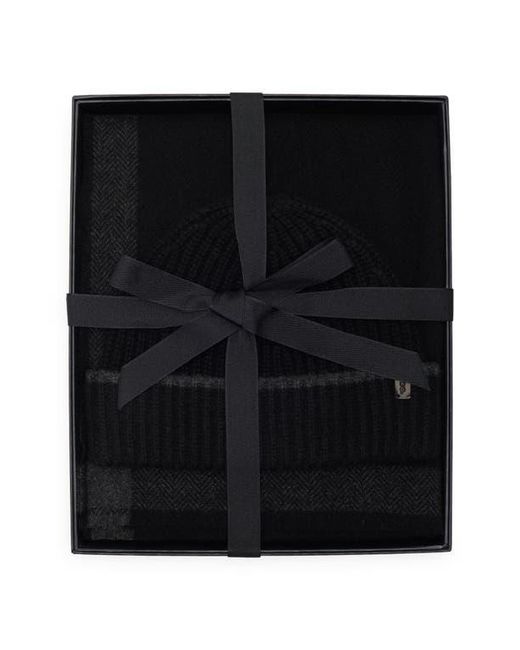 Vince Black Wool & Cashmere Beanie & Scarf Set for men