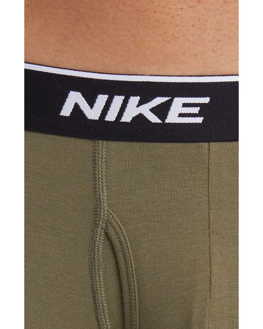 Nike Green Dri-fit Essential Assorted 3-pack Stretch Cotton Boxer Briefs for men