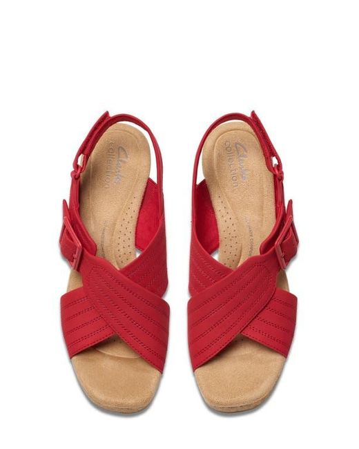 Clarks Red Nerisa Slingback Platform Sandal