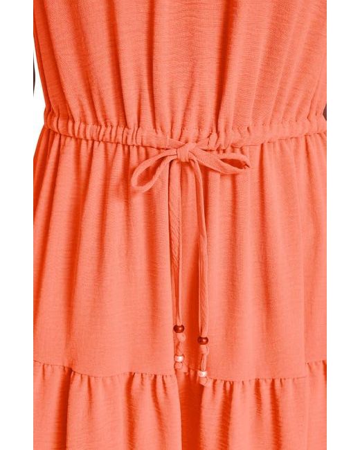 Calvin Klein Orange Sleeveless Tiered A-Line Midi Dress