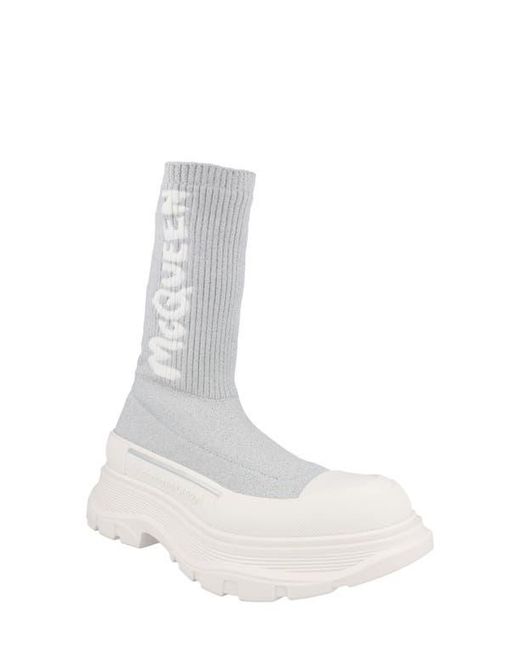 McQueen White Ribbed Tread Sock Bootie