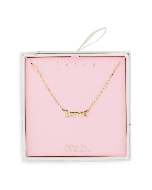 Leith Pink Block Love Script Necklace