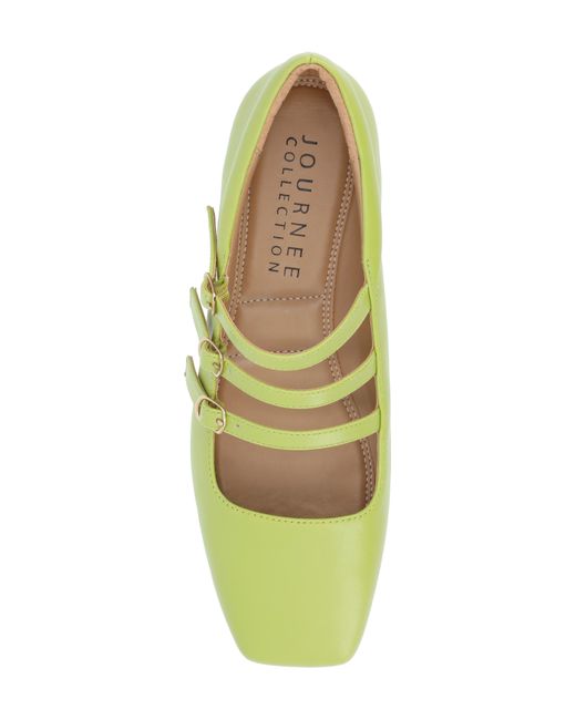 Journee Collection Yellow Darlin Multi Strap Mary Jane Flat