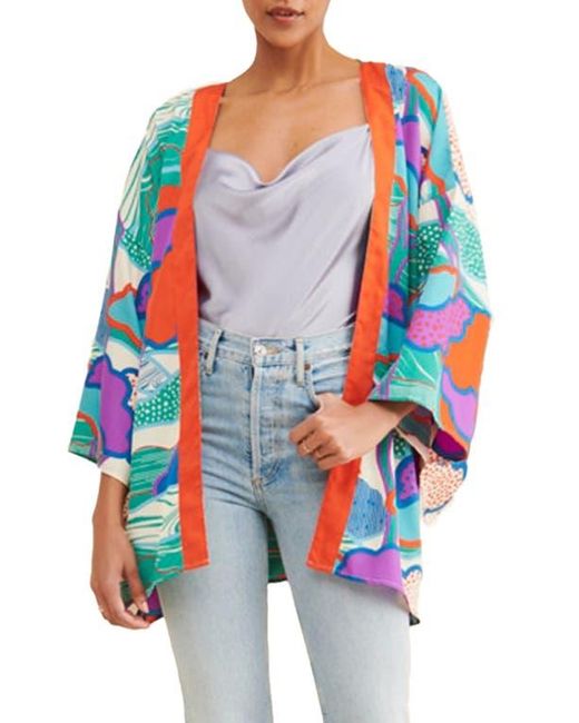Saachi Multicolor Blob Pattern Ruana